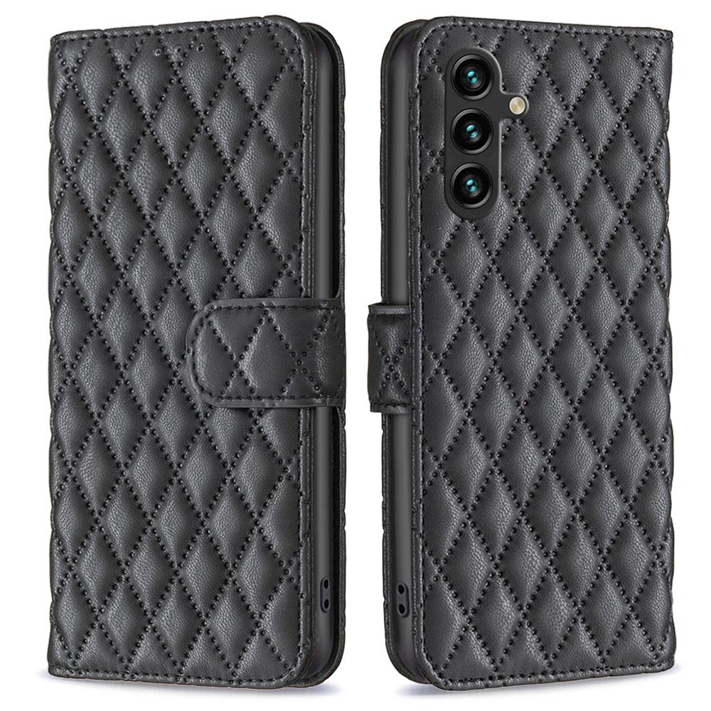BINFEN COLOR BF Style-14 For Samsung Galaxy A55 5G Leather Case Rhombus Grid Pattern Phone Cover