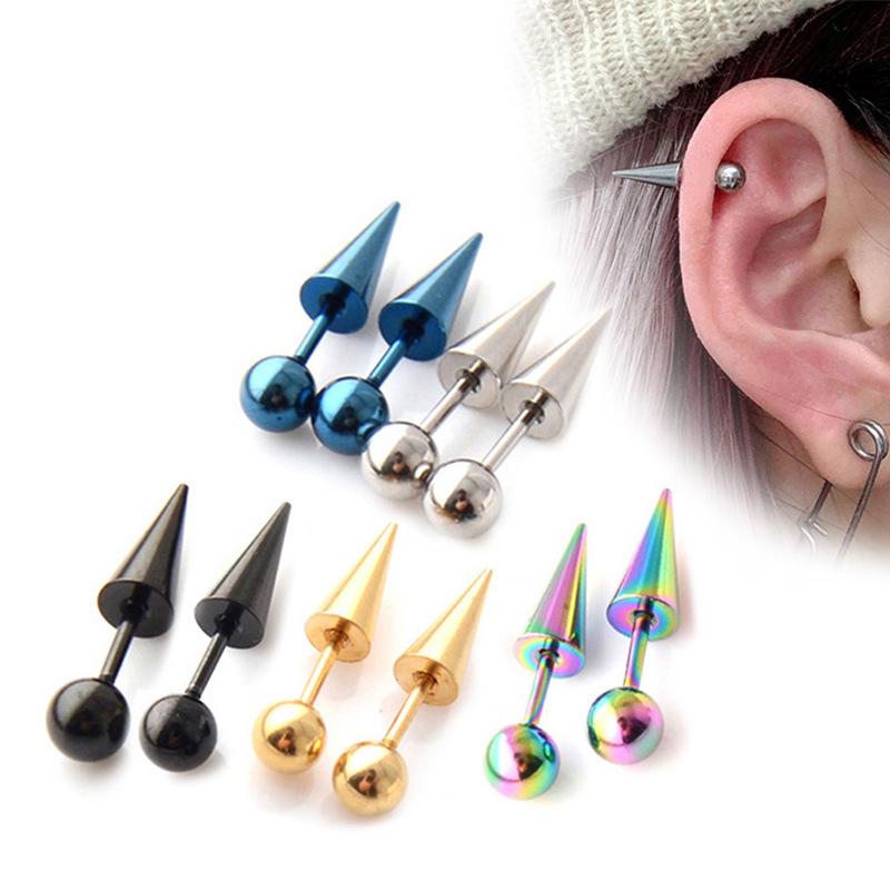 Trendy Titanium Steel Spike Earrings: Punk Gothic Irregular Stud for Men and Women.