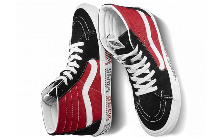 Men's Sneakers Vans SK8 HI Sidewall Logo Black Racing Red Suede Skate Shoes 'Black Racing Red'
