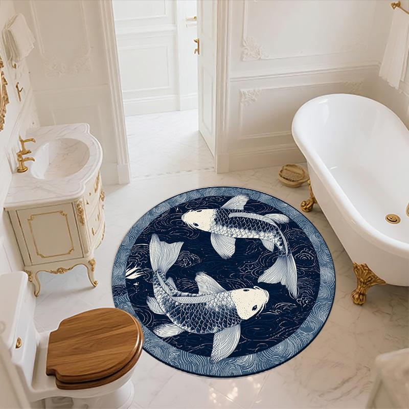Yin-Yang Fish,Round Area Rug,Carpet Rug for Living Room Bedroom Sofa Playroom Decor,Non-slip Floor Mat