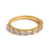 Yhpup 678# Delicate Shiny Cubic Zirconia Golden Ring 316L Stainless Steel Fashion Chic Jewelry for Women PVD Plated Accessories