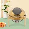Bymaocar Round Tabletop Chafing Dish Roll Top Stainless Steel 90°/180° Opening Buffet Warmers with Visible Lid & Thickened Feet