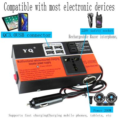 Car Inverter Car Power Inverter 2000W Peak Dc 12V/24V To Dc 110V/220V Converter Trip 4 Usb Overload Protection