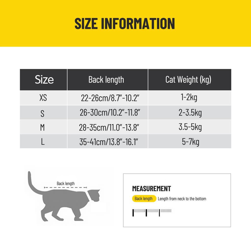 Cat Recovery Suit for Abdominal Wounds Skin Diseases After Surgery Pets Vest