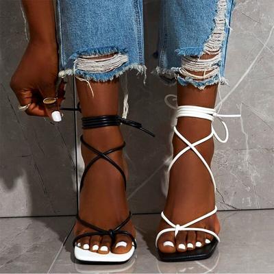 Women 'S Gladiator Sandals Narrow Band Flip Flops Women Ankle Straps Shoes Ladies Sexy High Heels Footwear Plus Size