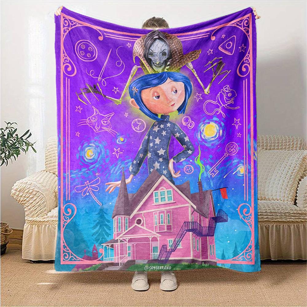 Whimsical Nighttime Adventure Flannel Blanket Super Soft Warm Cozy Blanket For Sofa Bed Office Travel Allseason Home Decor Gift