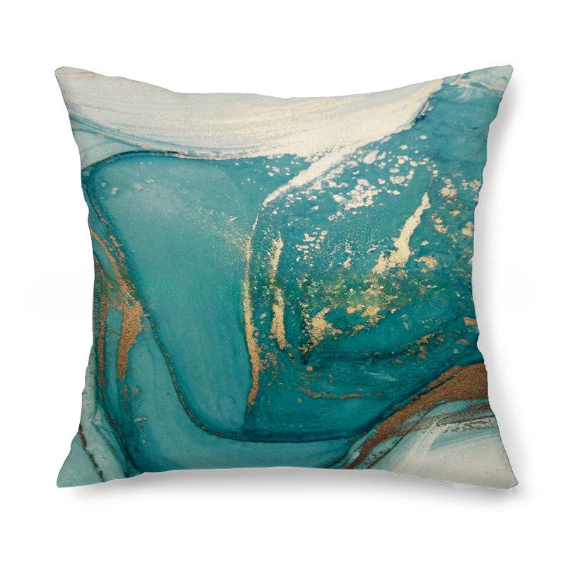 Golden Green Cotton Linen Pillow Cover Office Living Room Sofa Waist Cushion Pillow Cover