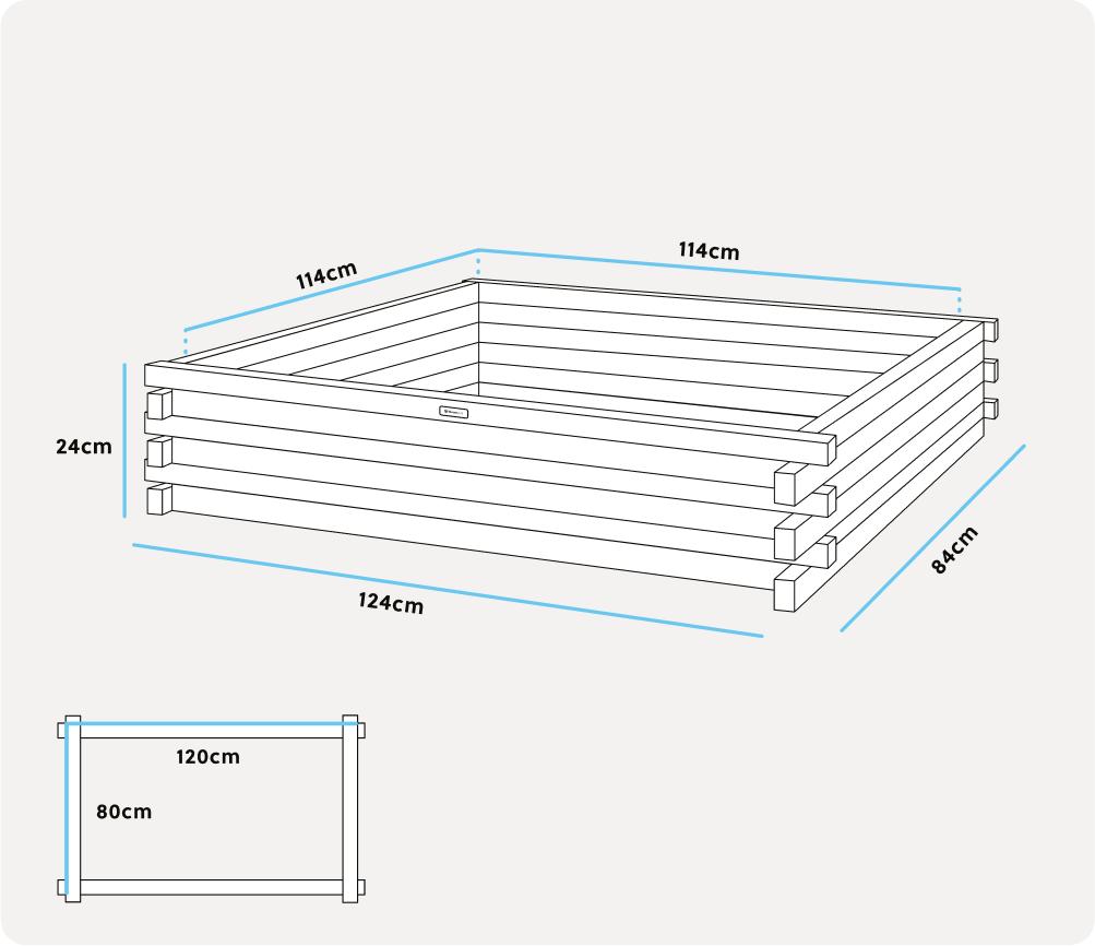 Raised wooden bed 120x80x24cm Greenspot - Raised garden bed for herbs, flowers, vegetables - Wooden garden box, impregnated - Timber Dark Rosewood