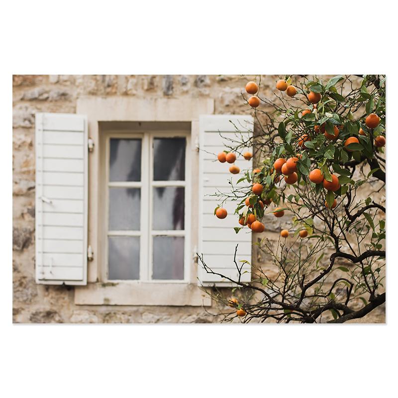 Casual Landscape Nordic Europe Town Canvas Picture House Beach Courtyard Sunlight Car Poster Lemon Bohemian Living Room Painting