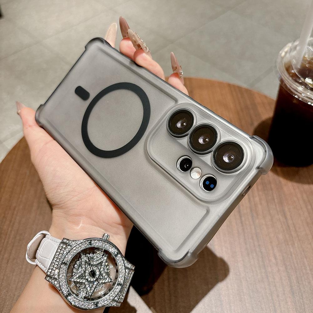 Magnetic For Magsafe Shockproof Case For Samsung Galaxy S26 S25 S24 S23 S22 Ultra Plus Soft Transparent Matte Cover Luxury Shell