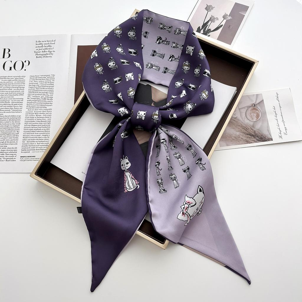 Luxury Print Scarf Skinny Ribbon Hairbands Women Neck Kerchief Foulard Hair Bands Scarves Bag Handle Ribbon 145*14Cm