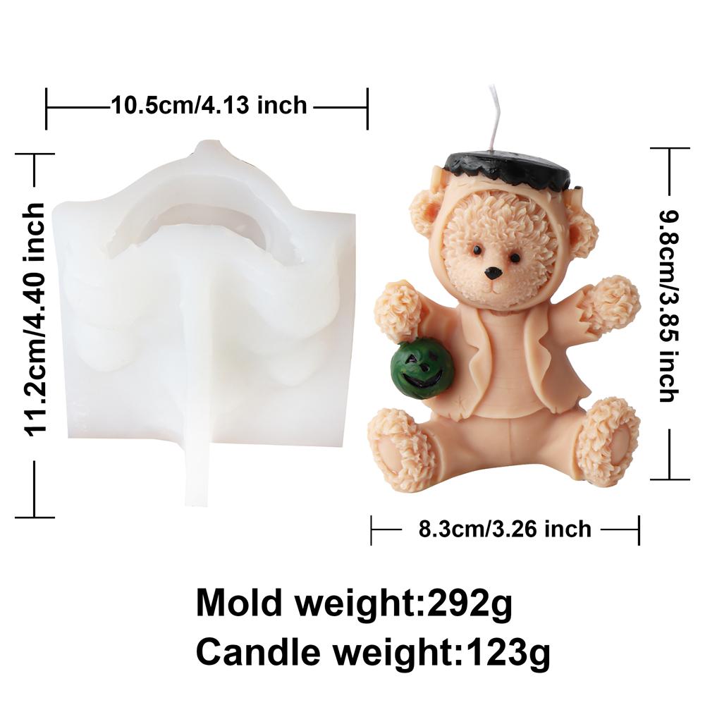 Stampo per candela profumata a forma di orso carino 3D Stampo per sapone in resina a forma di orso per candele Decorazione per la casa Stampo in silicone per candela a forma di orsetto in resina