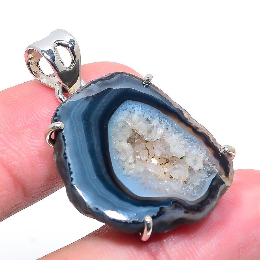 Natürlicher Kokosnuss-Durzy-Edelstein, 925er Sterlingsilber, Geschenkanhänger, 3,8 cm, O2U32