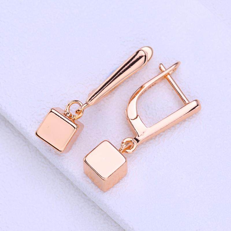 LSOOYH Clip Ohrringe Rose Gold Farbe Mode Ohrring Für Frauen Quadratische Tropfen Ohrringe Schmuck