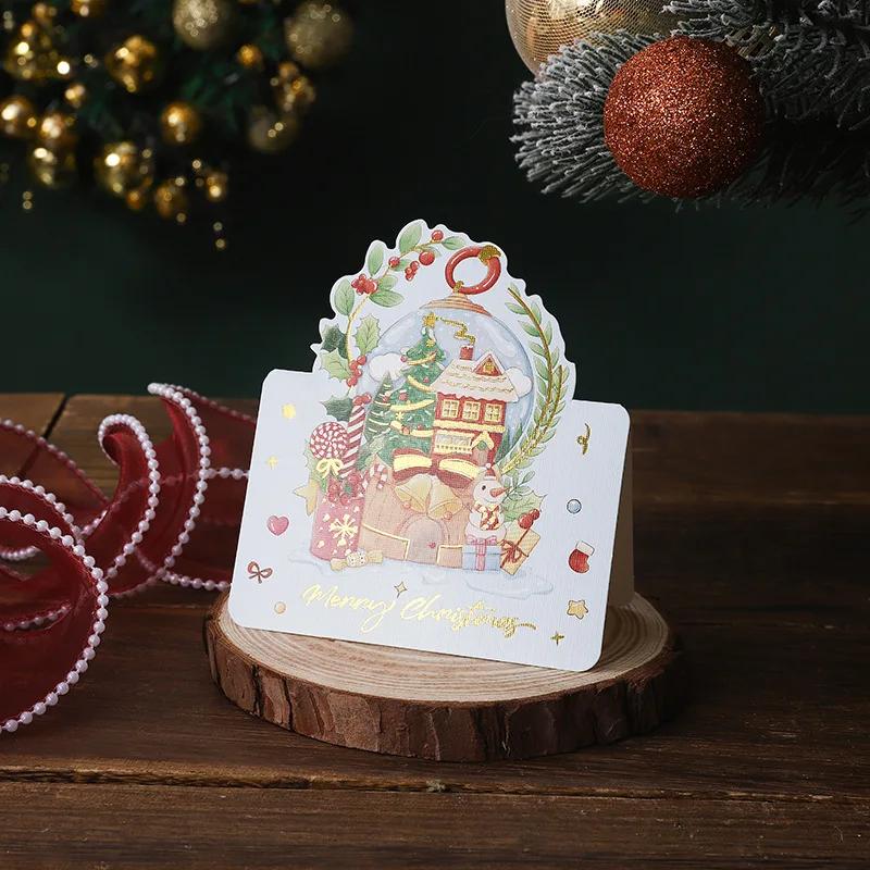 New Christmas Greeting Card Kids Mini 3D Birthday Cake Postcards Gifts Friend Family Blessing for New Year Merry Xmas Decoration