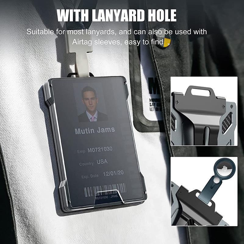 Hliníková slitina RFID peněženka a průhledný držák na ID kartu se slotem