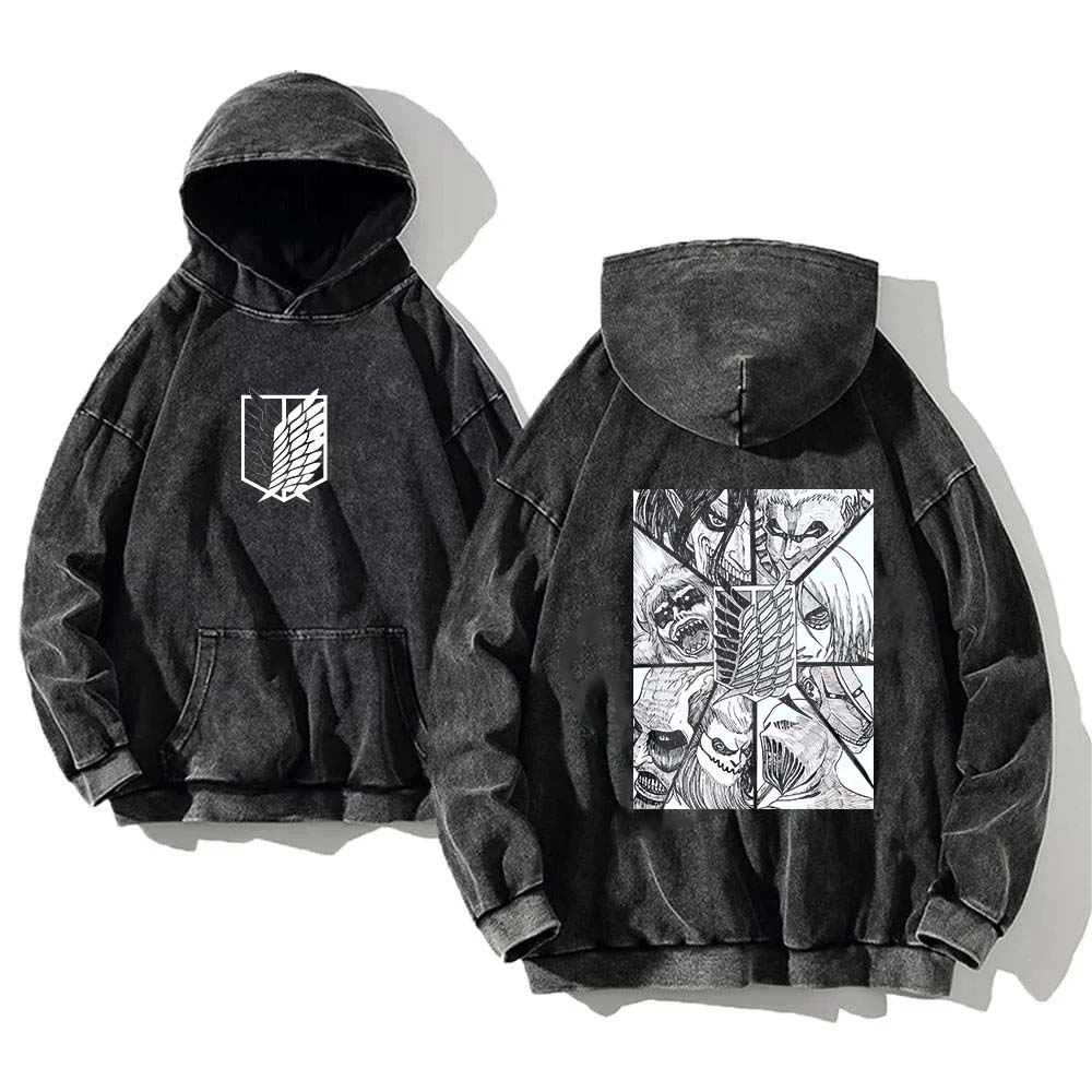 Manga Attack On Titan Oblečení Shingeki No Kyojin Grafická Mikina s Kapucí Pánská Dámská Bavlněná Mikina s Kapucí Praná Mikina Harajuku Streetwear