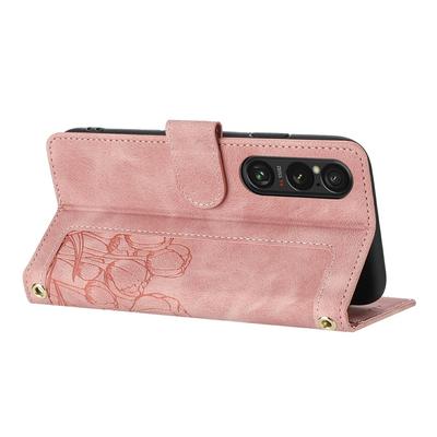 For Sony Xperia 1 VI Tulip Leather Case Phone Cover with 5 Card Slots Wallet