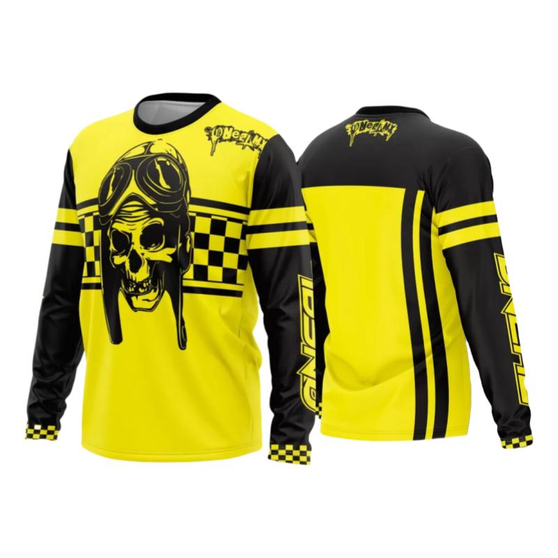 Printemps et Automne Col Rond Motocross Graphique Imprimé 3D Haut T-shirts Homme Manches Longues Décontractés à la Mode