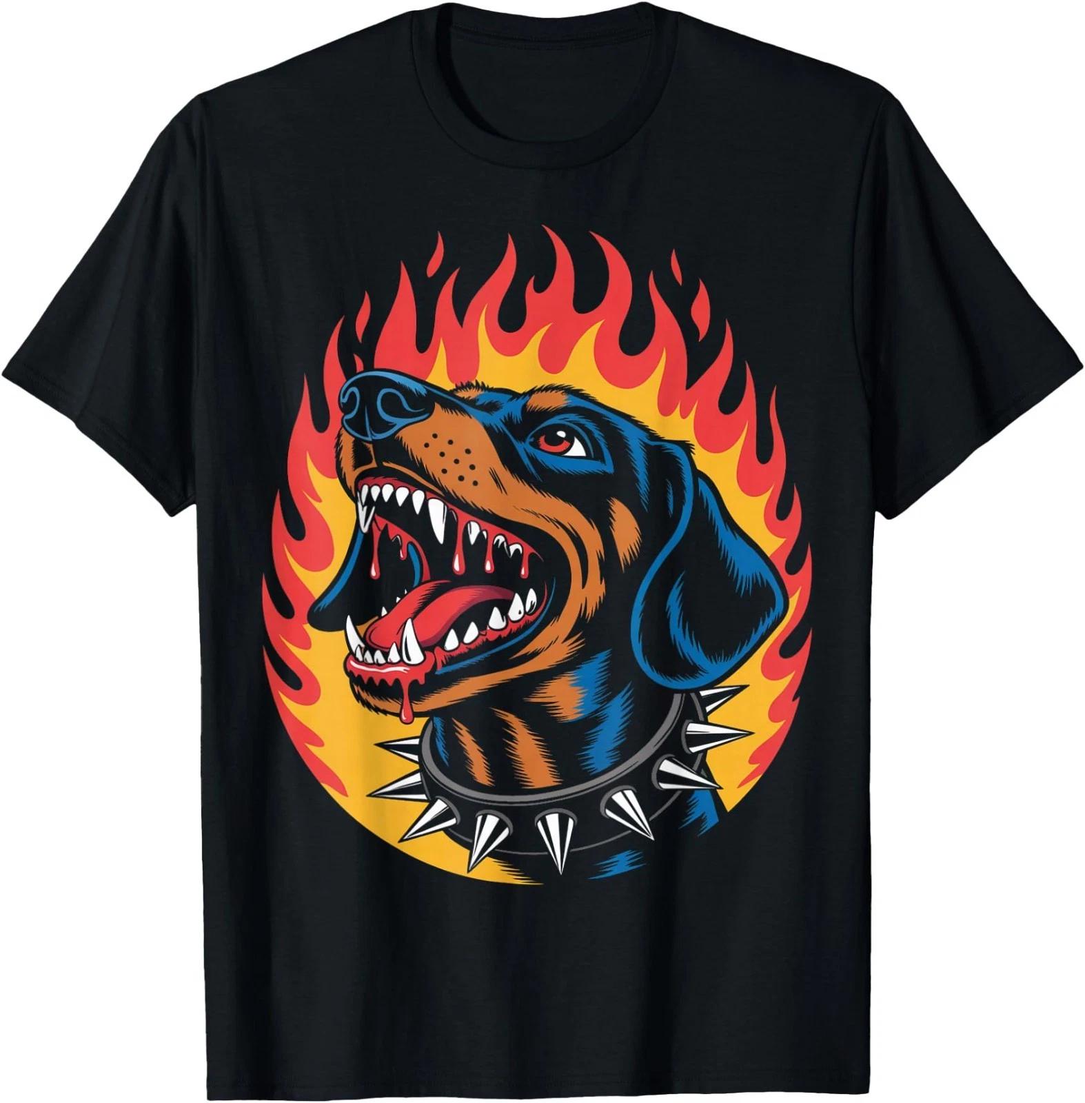 Cerberus Hell Hound Devil Wiener Dog T-Shirt XL
