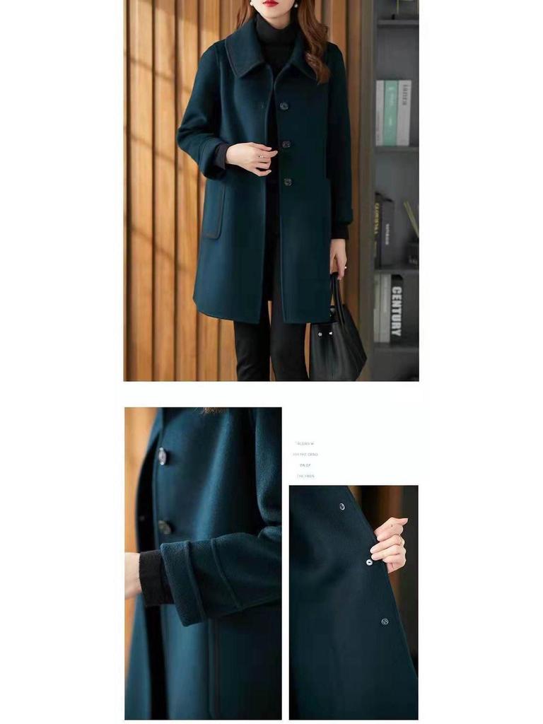 2025 Spring Women's Slimming Double-Sided Cashmere Coat - Mid-Length, Loose Fit, Age-Defying Style