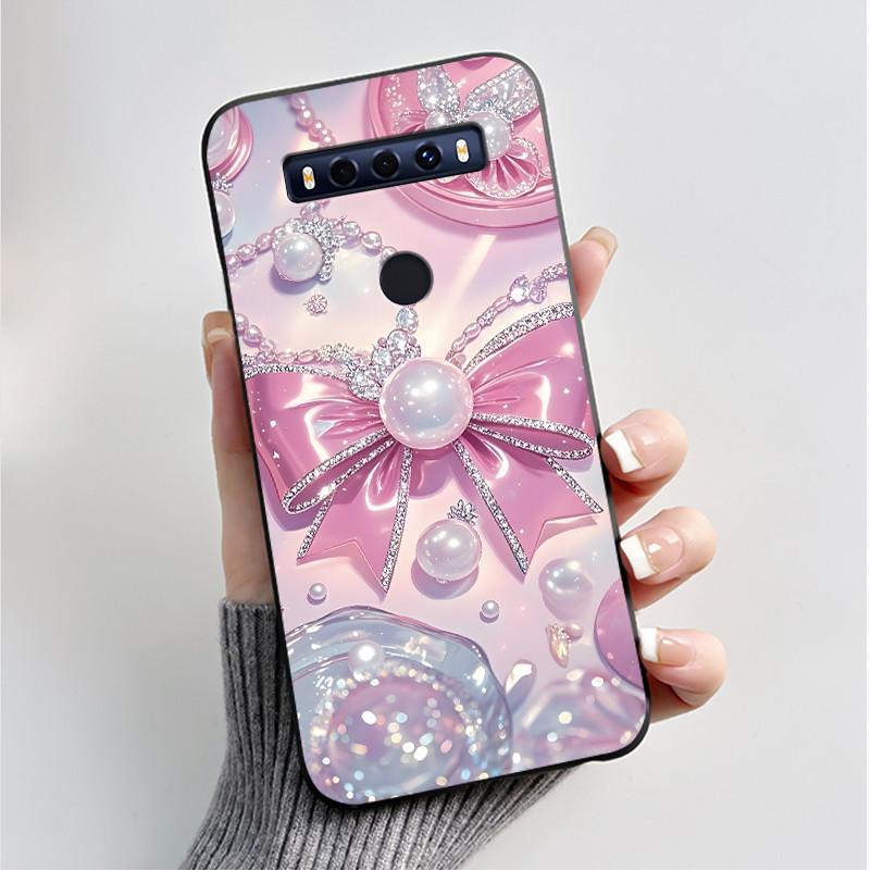 Case For TCL 10SE 10 SE Phone Case Aesthetic Luxury Fashion Butterfly Flowers Black Jelly Soft TPU Silicone Protective Cover