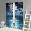 2PC Moonlit Ocean Curtains - Serene Night Sky Print Window Drapes for Bedroom Living Room Decor