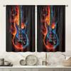 Flame Guitar Hd Print Polyester Curtains Pocket Rod Top Bedroom Living Room Office All Season Art Home Decor Made Of Window Treatment