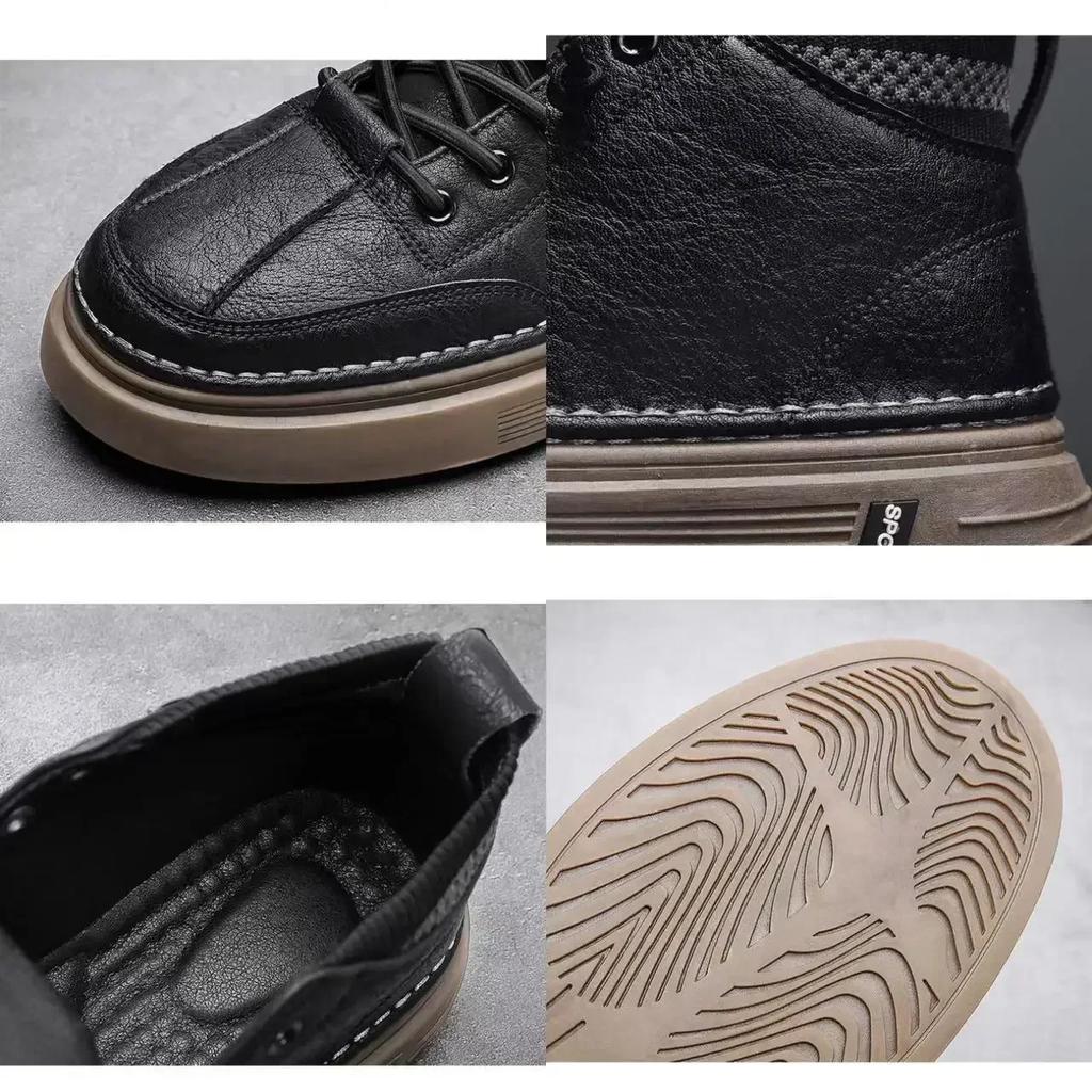 New Men Boots Winter High Top Leather Shoes Fashion Cotton Shoes Fashion Ankle Boots Business Casual Outdoor Shoes Mens Sneakers