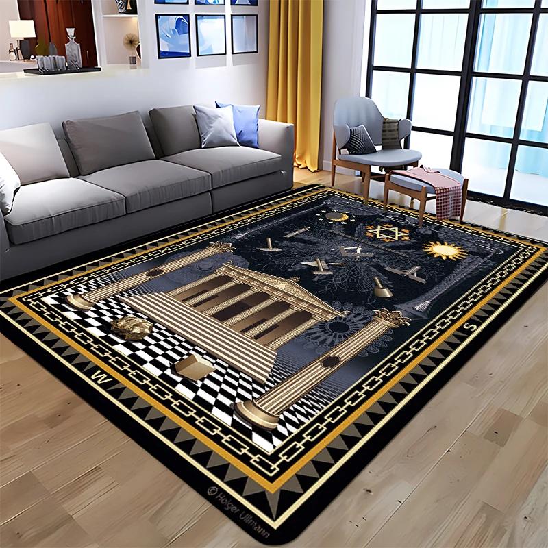 Masonic Illuminati Printed Pattern Rug Baby Play Crawl Floor Mats Living Room Carpets Decoration Fitness Pet Anti-slip Carpet