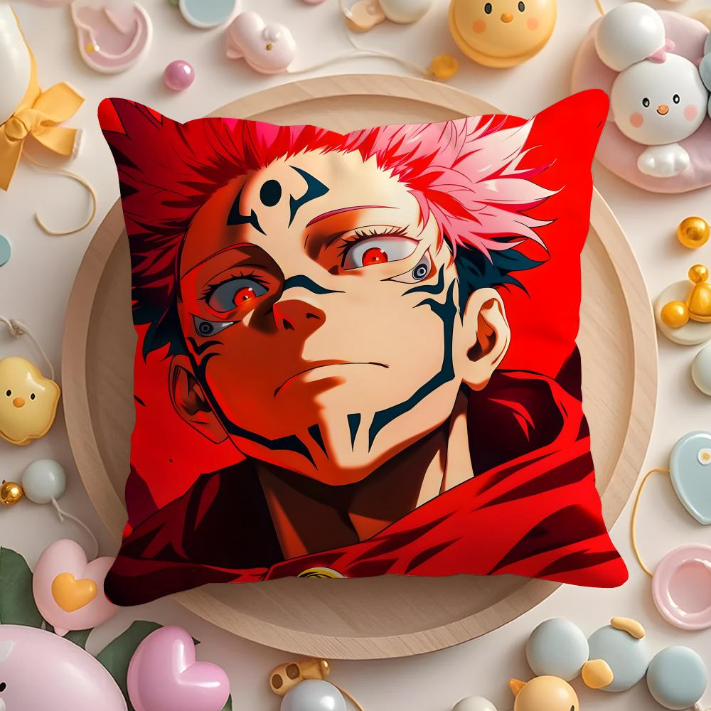 J-Jujutsu anime K-Kaisen Cushion Cover Home & Car Multi-Scene Pillow Cover - Reversible, Soft & Durable for Daily Use