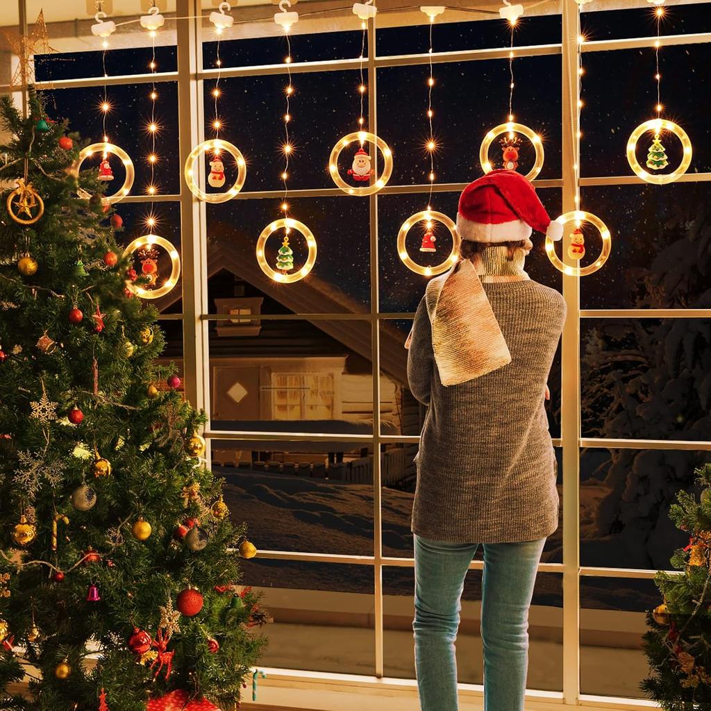 Christmas Lights, 10 Tree Lights 120 LED Christmas Decorations Indoor, Battery Operated Christmas Window Lights 9.84 ft Waterproof String Light (Warm