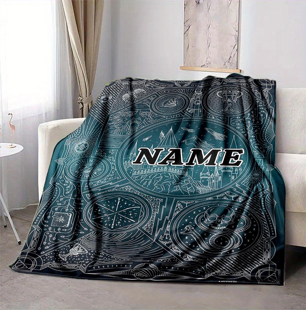 Custom Name Castle Night Flannel Blanket Throw Blanket Soft Warm Sofa Bed home Decor Unique Gift