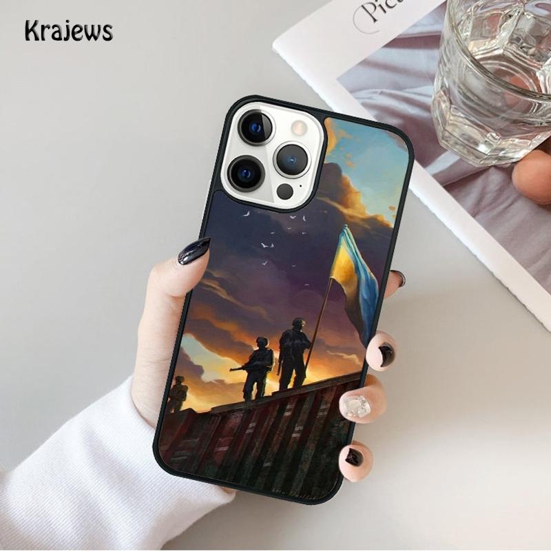 U=kraine Flag Painted Bling Phone Case For iPhone 17 Air 16 15 14 Ma Plus 11 12 13 Pro Ma Phone Cover Coque