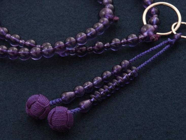 Kyoto Buddhist Altar Hayashi Prayer Beads Jodo Sect Amethyst Official Ceremony Bag Kyoto Prayer Beads (For Women) [Bead Set] SW-011