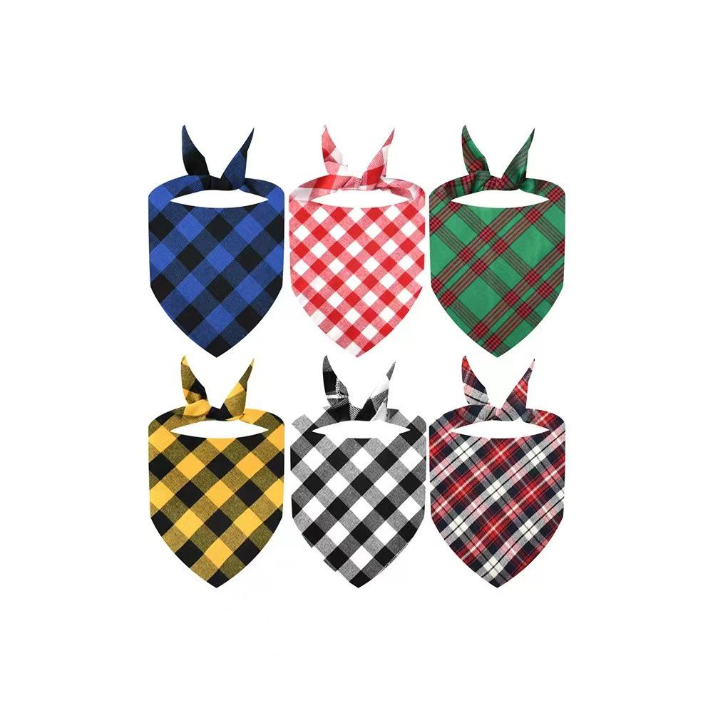 All-Cotton Plaid Christmas Dog Bandana Scarf