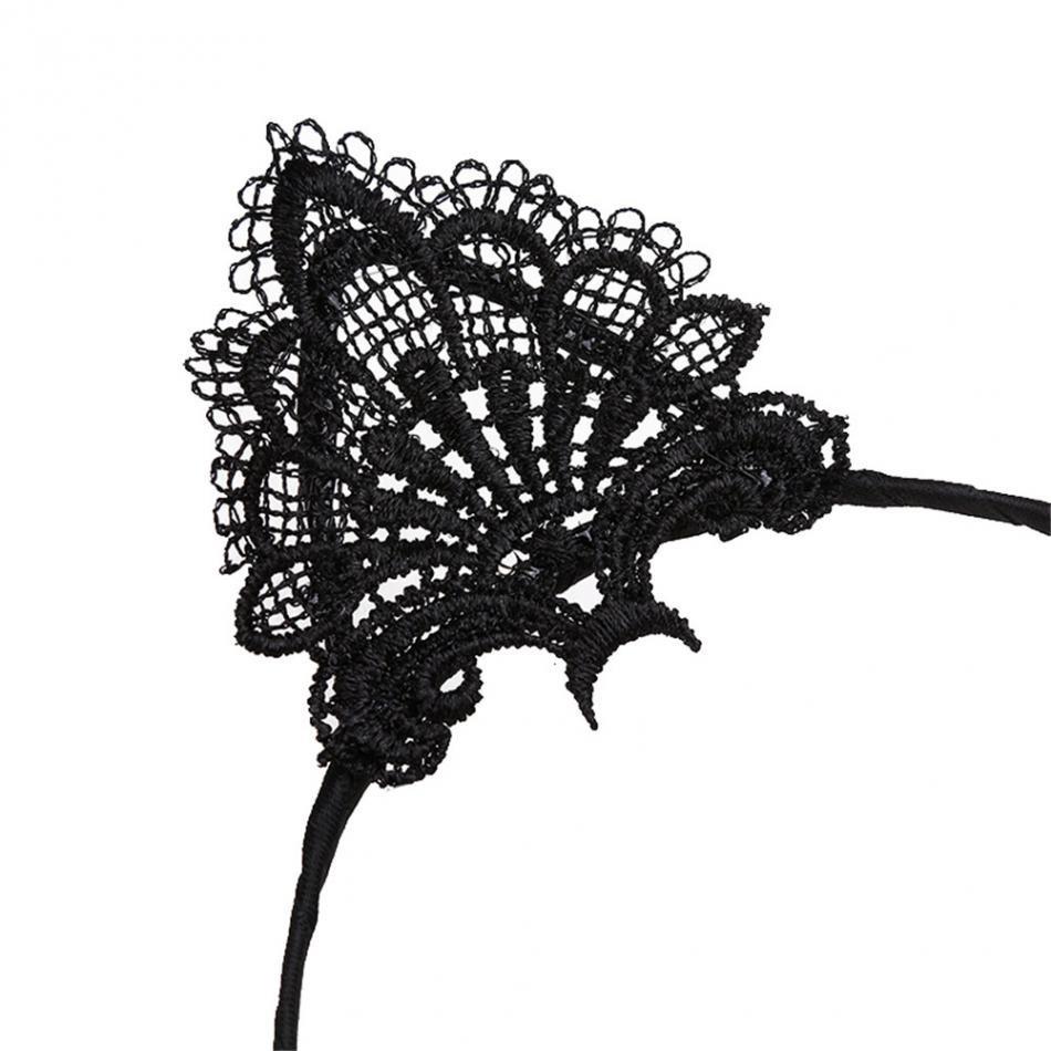Adorable Rabbit Ear Lace Cat Headband for Makeup & Halloween