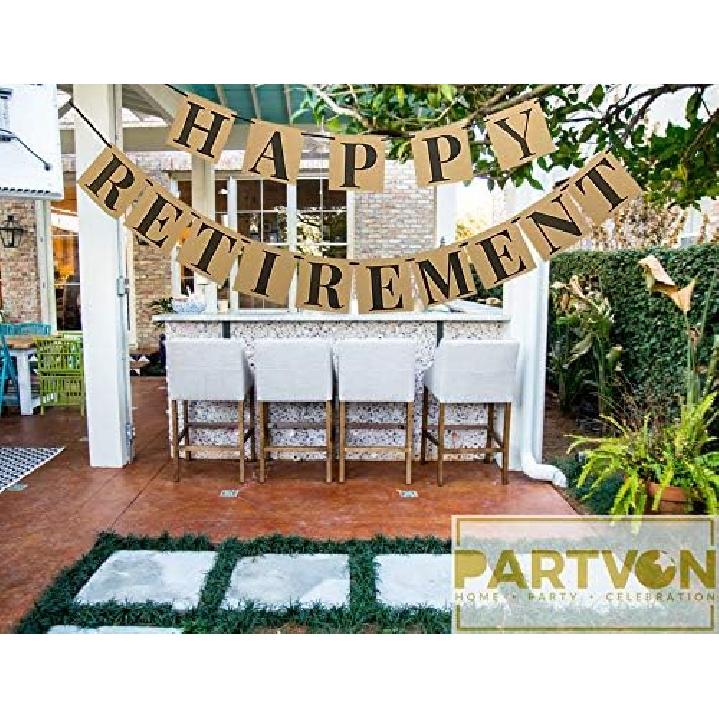 Kraft Happy Retirement Banner – No DIY Required, Classy Retirement Decorations Paper Bunting Party Supplies Banner Sign
