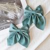 2PCS Legant Bow Ribbon Hair Clip Fashion Simple Solid Satin Spring Clip Hair Pin Retro Headband  Clips Girls Hair Accessories