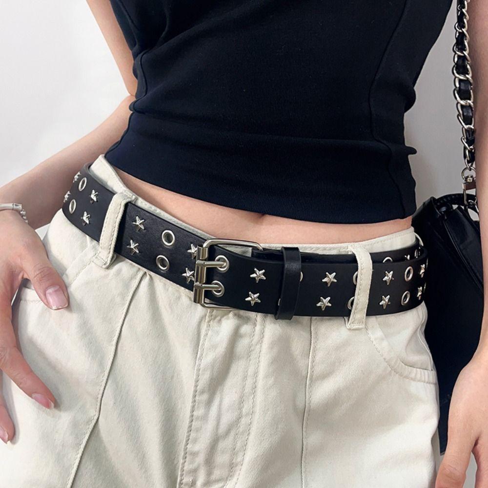 Wide Belt Y2K Leather Belt Vintage Punk Waistband Cool Rivet Waist Belt  Daily