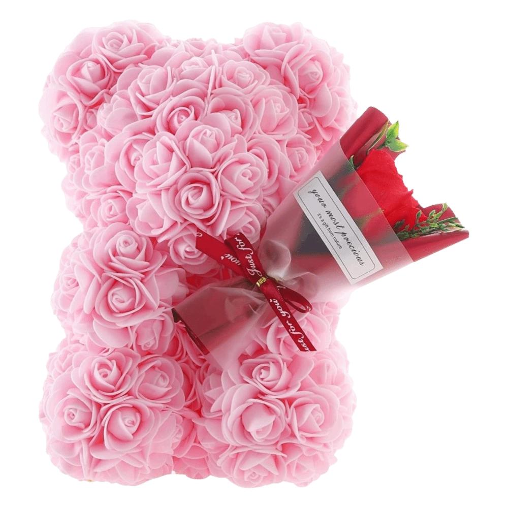 24cm Size Eternal Rose Bear Flower Bouquet Long Lasting Artificial Flower Gift Artificial Rose Creative Design