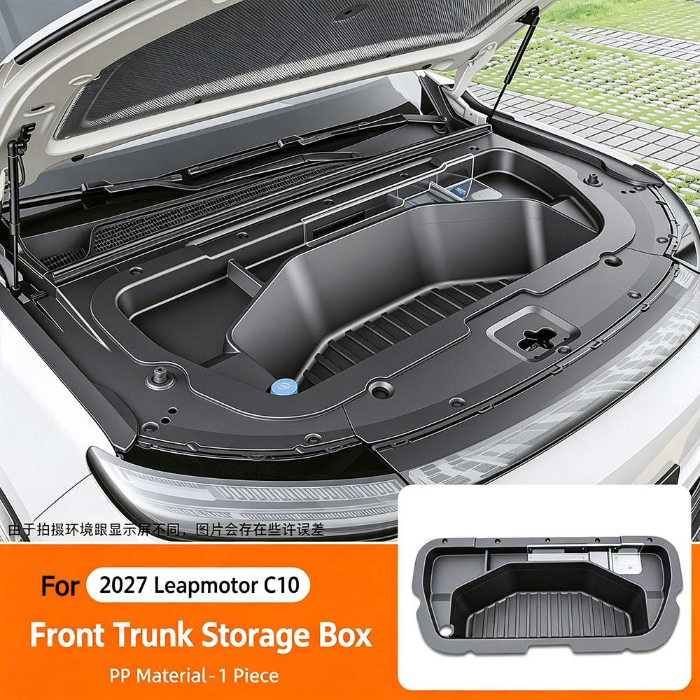 For Leapmotor C16/C10 EV 2024 2025 2026 2027 Front Trunk Storage Box Integrated With Leather pad Modification Accessories