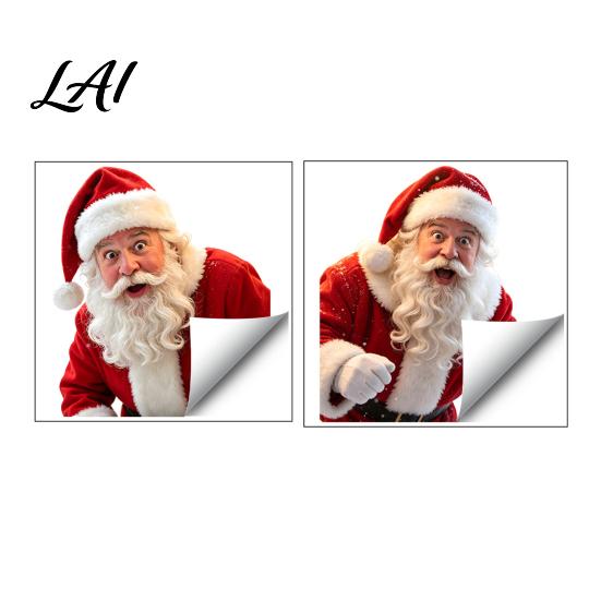 Large Santa Window Poster Creative Claus Static Cling Glue‑Free Christmas Glass Sticker Waterproof Seasonal Decorations Reusable Holiday Decor for