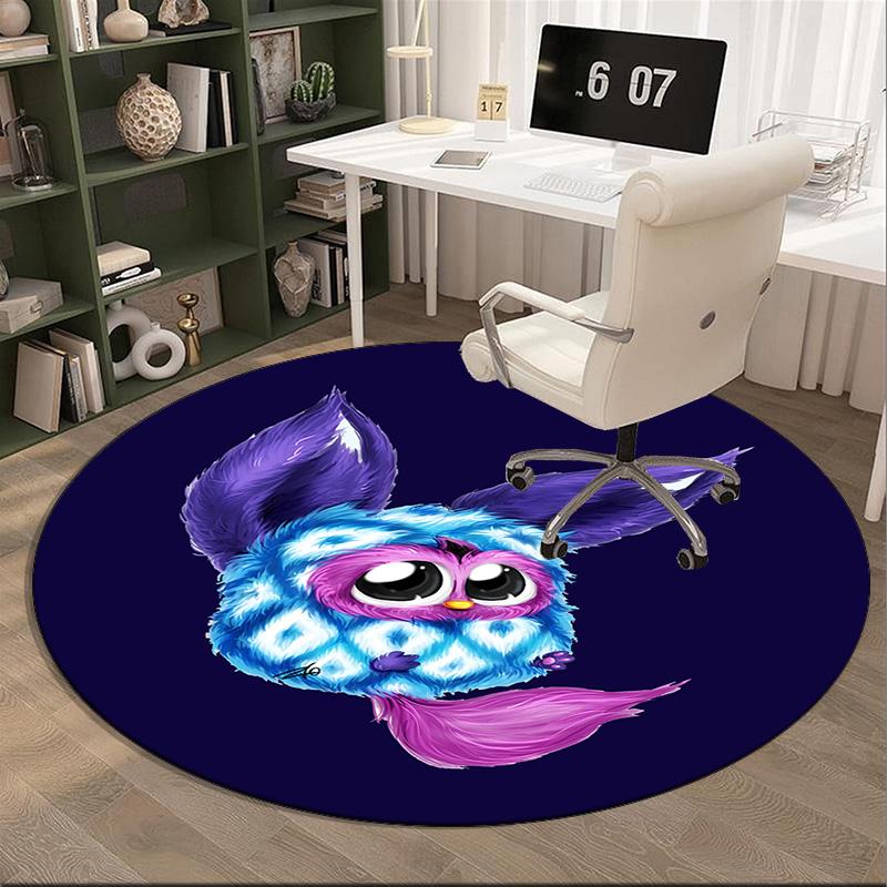 Colorful Furby In Bubbles Round Rug for Livingroom,Bedroom, Palyroom, Chair Rug, Area Rug, Circle Carpet, Fan Christmas Gift