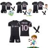 Miami 10 Messi Fußballuniform Heim Auswärts Schwarz Rosa Polyesterstoff Hemd Hose Socken Enthalten
