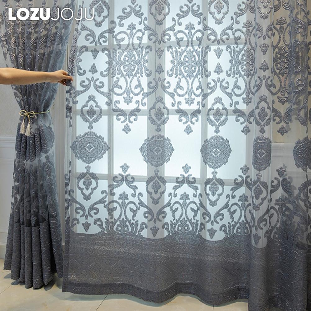 1 STÜCK LOZUJOJU Modische Tüllvorhänge im europäischen Stil mit ausgehöhltem Design und Tüllvorhängen für Wohnzimmer, Schlafzimmer, Heimdekoration