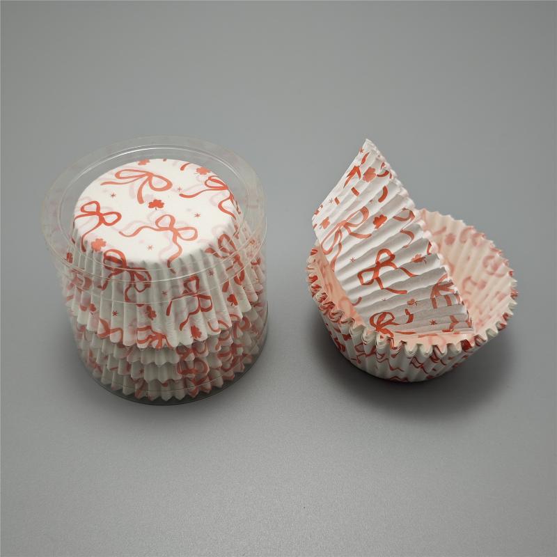 Paper Baking Cups 100PCS Bow Cake Cups Cupcake Molds Holder for Muffin Homemade Cake Events