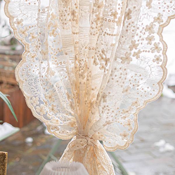 WTEMPO 2 buc. franceză pastorală cremă broderie cortină din dantelă perdea perforată pentru fereastră din dormitor