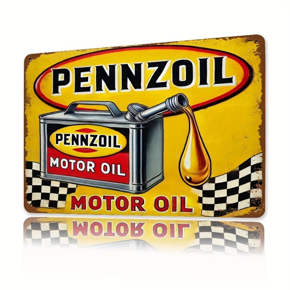 Vintage Pennzoil Motor Oil Metal Tin Sign - 8"x12" | Durable Retro Wall Art with Classic Design, Easy To Hang