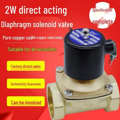 Su ve Hava İçin Tam Bakır Normalde Kapalı Solenoid Vana, 2W Serisi, Boyutlar: 1/2", 3/4", 1", 2", AC220V, 24V.